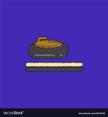 Stone for curling sport game in hatching style vector image