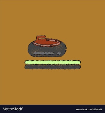 Stone for curling sport game in hatching style vector image
