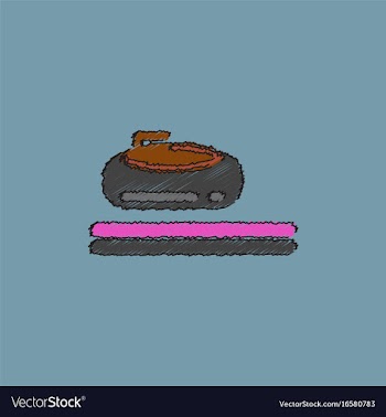 Stone for curling sport game in hatching style vector image
