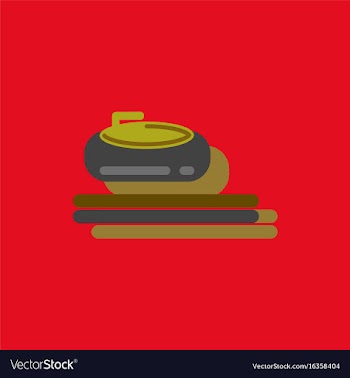 Stone for curling sport game in sticker style vector image