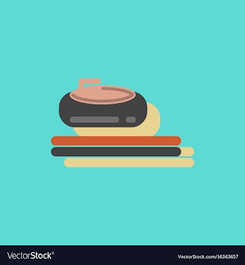 Stone for curling sport game in sticker style vector image
