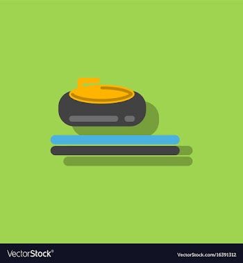 Stone for curling sport game in sticker style vector image