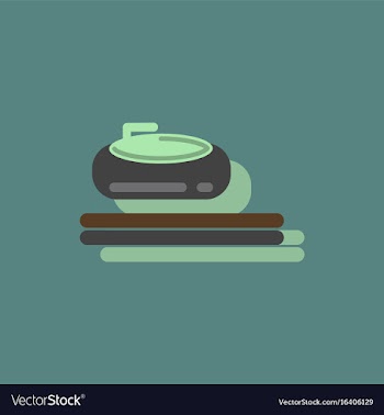 Stone for curling sport game in sticker style vector image