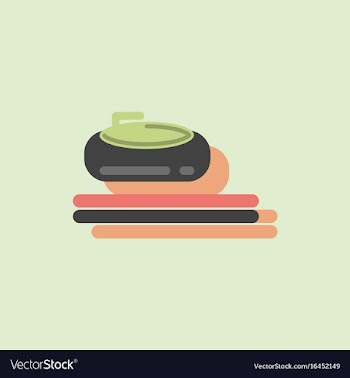 Stone for curling sport game in sticker style vector image