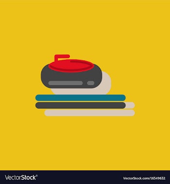 Stone for curling sport game in sticker style vector image