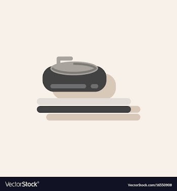 Stone for curling sport game in sticker style vector image