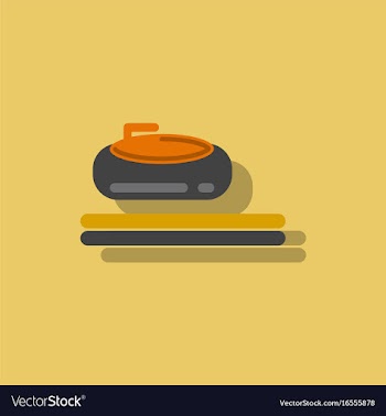 Stone for curling sport game in sticker style vector image