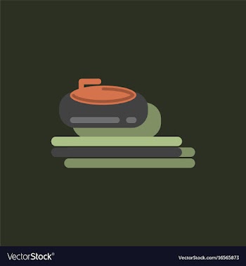 Stone for curling sport game in sticker style vector image