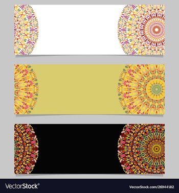 Stone mandala banner set - colorful abstract vector image
