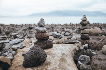 Stone Sculptures On Beach