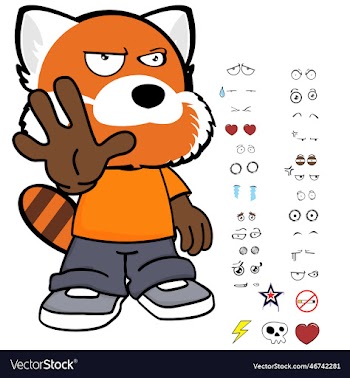 stop red panda kid character cartoon clothing