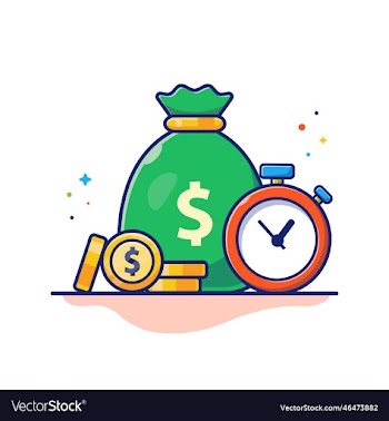 stopwatch and gold coin cartoon