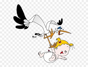 Stork Carrying Baby Girl Clip Art 1358901 - Stork And Baby Funny