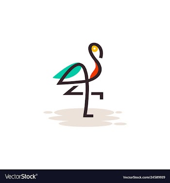 Stork logo colorful line art monoline outline vector image