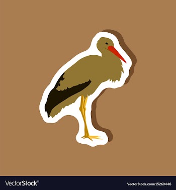 Stork paper sticker on stylish background vector image