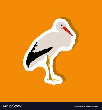 Stork paper sticker on stylish background vector image