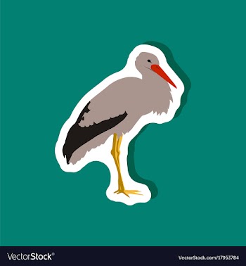 Stork paper sticker on stylish background vector image