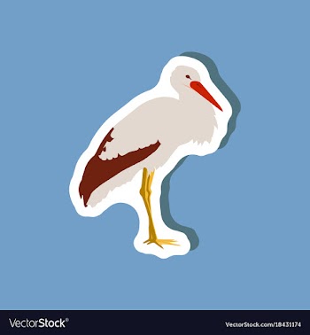 Stork paper sticker on stylish background vector image