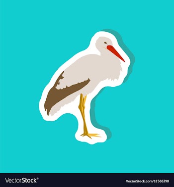 Stork paper sticker on stylish background vector image