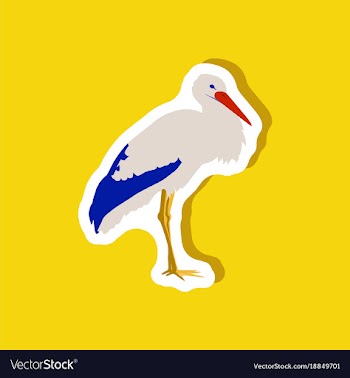 Stork paper sticker on stylish background vector image