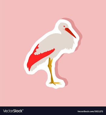 Stork paper sticker on stylish background vector image