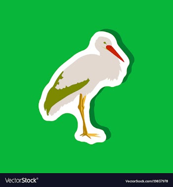 Stork paper sticker on stylish background vector image