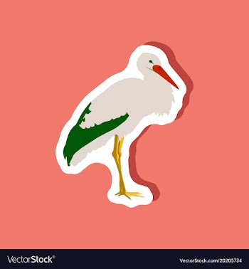 Stork paper sticker on stylish background vector image