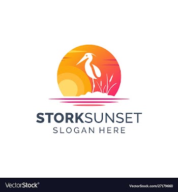 Stork sunset logo vector image