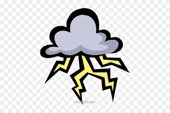 Storm Clouds Royalty Free Vector Clip Art Illustration - Cartoon Thunder And Lightning