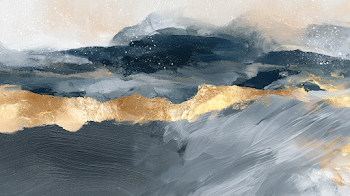 Stormy Coastal Landscape with Gold Leaf