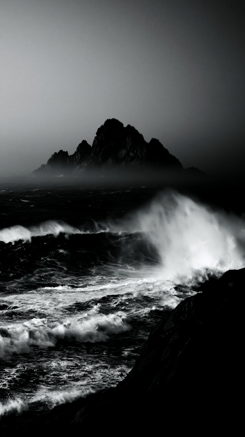 Stormy Island in the Ocean
