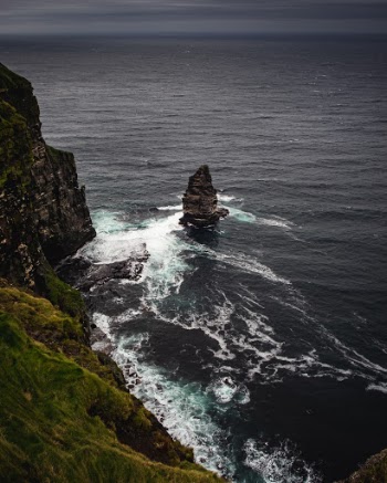Stormy skies over the Cliffs of Moher, Ireland.