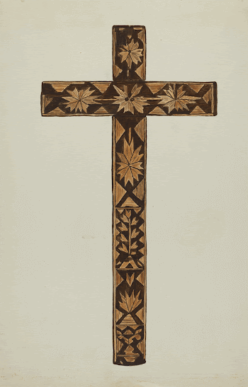 Straw Inlay Cross (ca.1937) by Margery | Free Photo - rawpixel