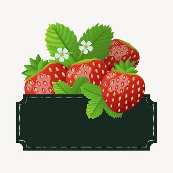 Strawberries frame sticker, fruit illustration | Free PSD - rawpixel