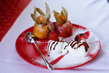 Strawberries On Round Red Ceramic Plate
