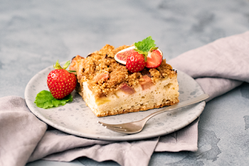Strawberries Topped Cake in Plate