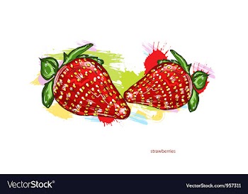 Strawberries with colorful splashes vector image