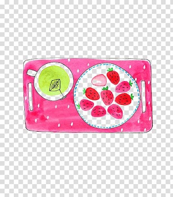 Strawberry Adobe Illustrator Watercolor painting Illustration, Strawberry plate transparent background PNG clipart