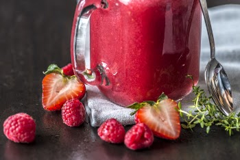 Strawberry and Clear Glass Jar
