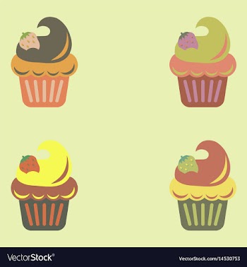 Strawberry buttercream frosting cupcake set vector image