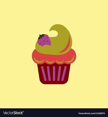 Strawberry buttercream frosting cupcake vector image