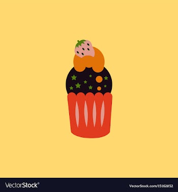 Strawberry buttercream frosting cupcake vector image