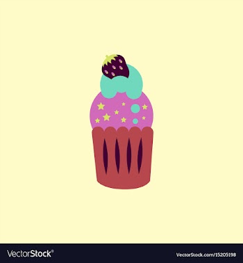 Strawberry buttercream frosting cupcake vector image