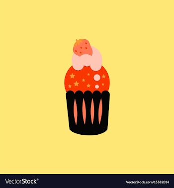 Strawberry buttercream frosting cupcake vector image