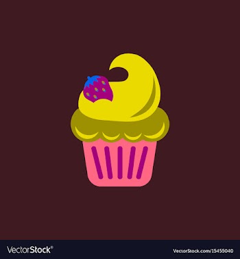 Strawberry buttercream frosting cupcake vector image