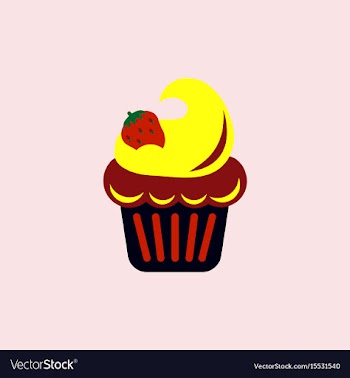 Strawberry buttercream frosting cupcake vector image
