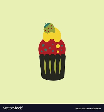 Strawberry buttercream frosting cupcake vector image