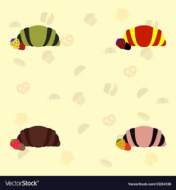 Strawberry chocolate croissant set icons vector image