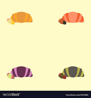 Strawberry chocolate croissant set vector image