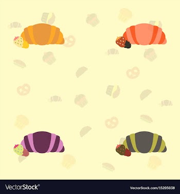 Strawberry chocolate croissants collection vector image